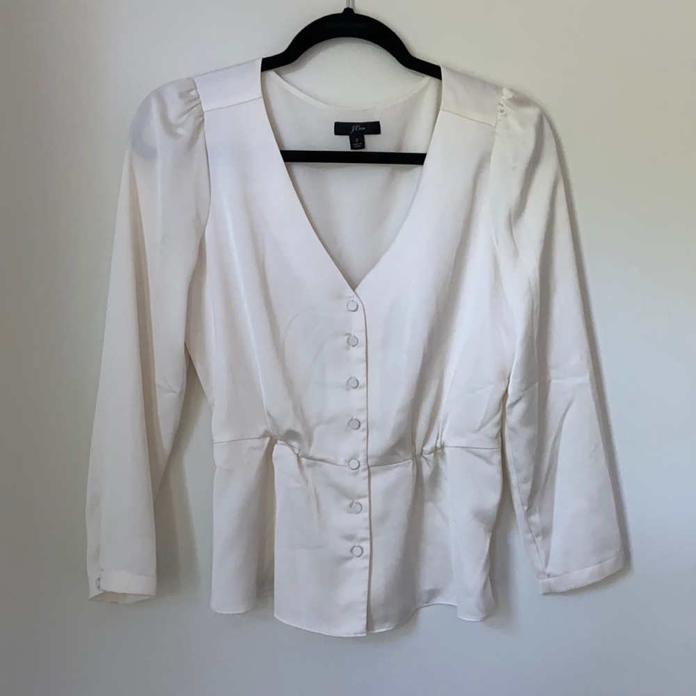 JCrew Silky Puff Sleeve Top